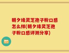 朝夕缘灵芝孢子粉口感怎么样(朝夕缘灵芝孢子粉口感评测分享)