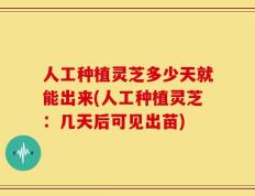 人工种植灵芝多少天就能出来(人工种植灵芝：几天后可见出苗)