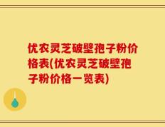 优农灵芝破壁孢子粉价格表(优农灵芝破壁孢子粉价格一览表)