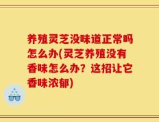 养殖灵芝没味道正常吗怎么办(灵芝养殖没有香味怎么办？这招让它香味浓郁)