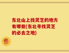 东北山上找灵芝的地方有哪些(东北寻找灵芝的必去之地)