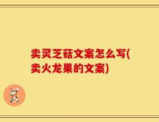 卖灵芝菇文案怎么写(卖火龙果的文案)