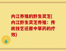 内江养殖的野生灵芝(内江野生灵芝养殖：传统技艺还原中草药的疗效)