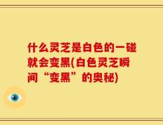 什么灵芝是白色的一碰就会变黑(白色灵芝瞬间“变黑”的奥秘)