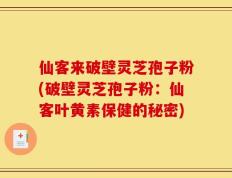 仙客来破壁灵芝孢子粉(破壁灵芝孢子粉：仙客叶黄素保健的秘密)