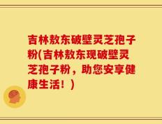 吉林敖东破壁灵芝孢子粉(吉林敖东现破壁灵芝孢子粉，助您安享健康生活！)