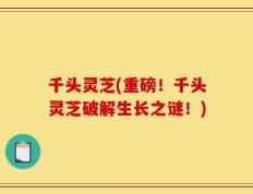 千头灵芝(重磅！千头灵芝破解生长之谜！)