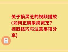 关于摘灵芝的视频播放(如何正确采摘灵芝？摘取技巧与注意事项分享)