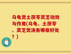 乌龟煲土茯苓灵芝功效与作用(乌龟、土茯苓、灵芝煲汤有哪些好处？)
