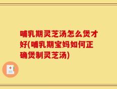 哺乳期灵芝汤怎么煲才好(哺乳期宝妈如何正确煲制灵芝汤)