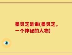墨灵芝是谁(墨灵芝，一个神秘的人物)