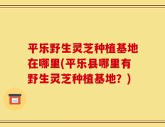 平乐野生灵芝种植基地在哪里(平乐县哪里有野生灵芝种植基地？)