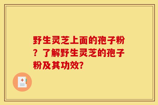 野生灵芝上面的孢子粉?了解野生灵芝的孢子粉及其功效?