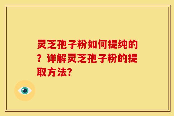 灵芝孢子粉如何提纯的?详解灵芝孢子粉的提取方法?