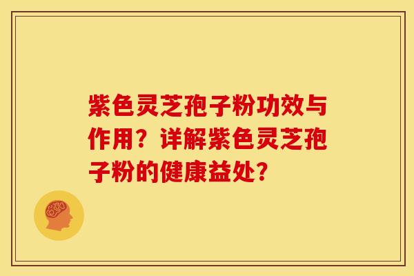 紫色灵芝孢子粉功效与作用?详解紫色灵芝孢子粉的健康益处?