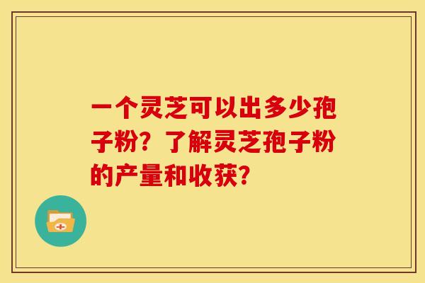 一个灵芝可以出多少孢子粉?了解灵芝孢子粉的产量和收获?
