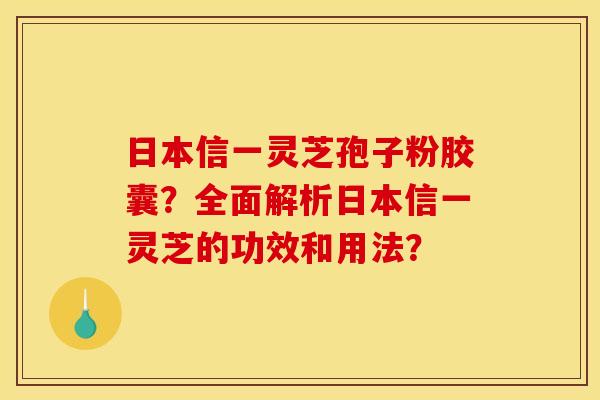 日本信一灵芝孢子粉胶囊?全面解析日本信一灵芝的功效和用法?
