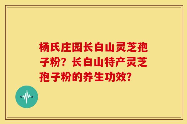 杨氏庄园长白山灵芝孢子粉?长白山特产灵芝孢子粉的养生功效?