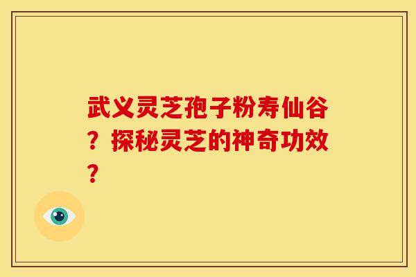 武义灵芝孢子粉寿仙谷?探秘灵芝的神奇功效?