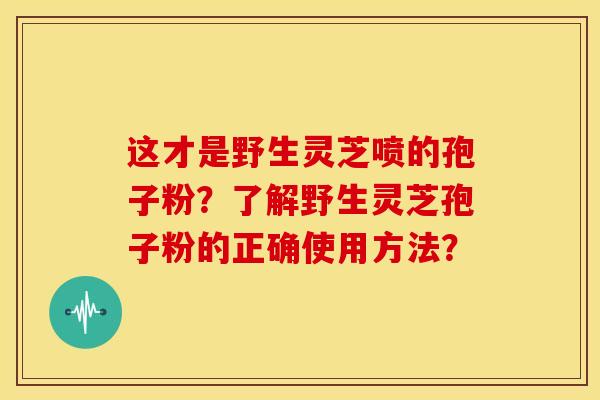 这才是野生灵芝喷的孢子粉？了解野生灵芝孢子粉的正确使用方法？