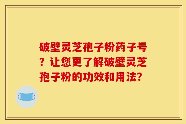 破壁灵芝孢子粉药子号?让您更了解破壁灵芝孢子粉的功效和用法?