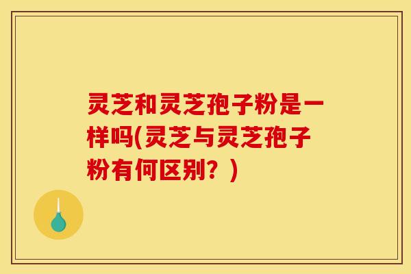灵芝和灵芝孢子粉是一样吗(灵芝与灵芝孢子粉有何区别？)