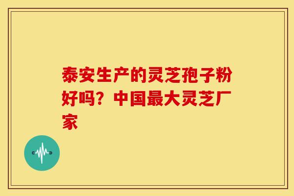 泰安生产的灵芝孢子粉好吗？中国最大灵芝厂家