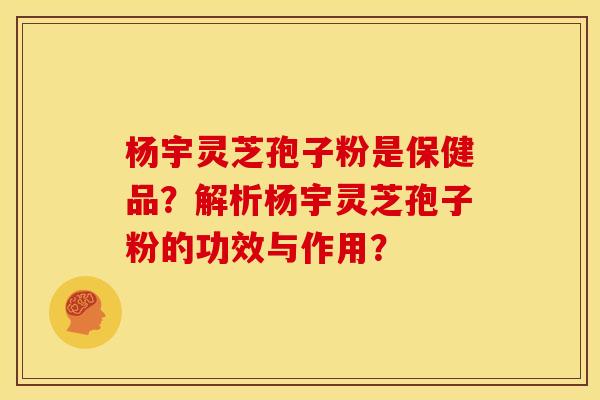 杨宇灵芝孢子粉是保健品?解析杨宇灵芝孢子粉的功效与作用?
