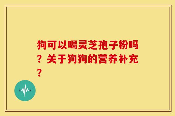 狗可以喝灵芝孢子粉吗?关于狗狗的营养补充?