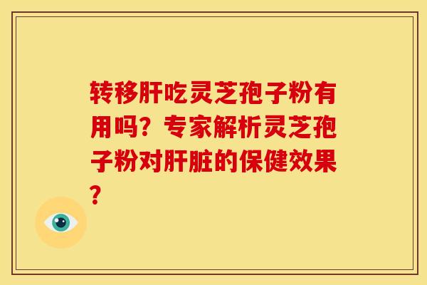 转移肝吃灵芝孢子粉有用吗?专家解析灵芝孢子粉对肝脏的保健效果?