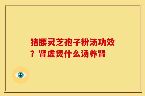 猪腰灵芝孢子粉汤功效?肾虚煲什么汤养肾