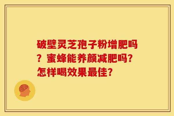 破壁灵芝孢子粉增肥吗?蜜蜂能养颜减肥吗?怎样喝效果最佳?