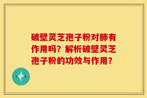 破壁灵芝孢子粉对肺有作用吗?解析破壁灵芝孢子粉的功效与作用?