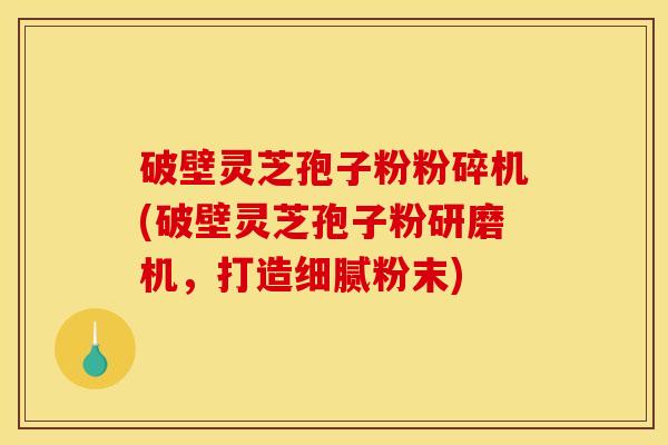 破壁灵芝孢子粉粉碎机(破壁灵芝孢子粉研磨机,打造细腻粉末)