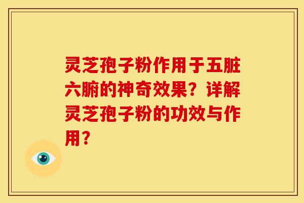 灵芝孢子粉作用于五脏六腑的神奇效果?详解灵芝孢子粉的功效与作用?