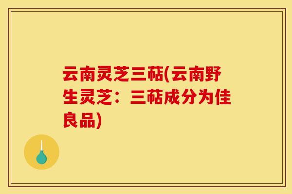 云南灵芝三萜(云南野生灵芝:三萜成分为佳良品)