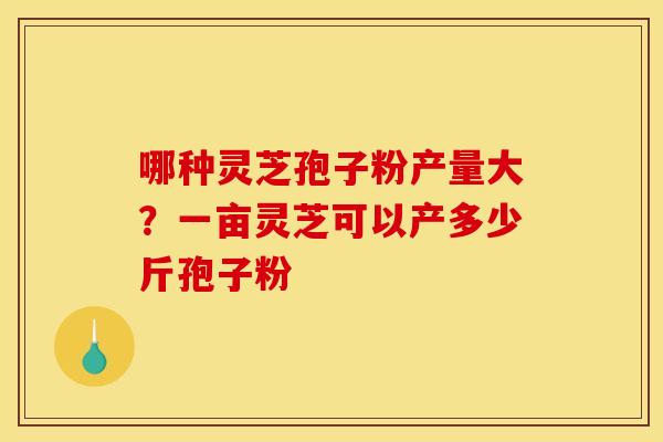 哪种灵芝孢子粉产量大?一亩灵芝可以产多少斤孢子粉