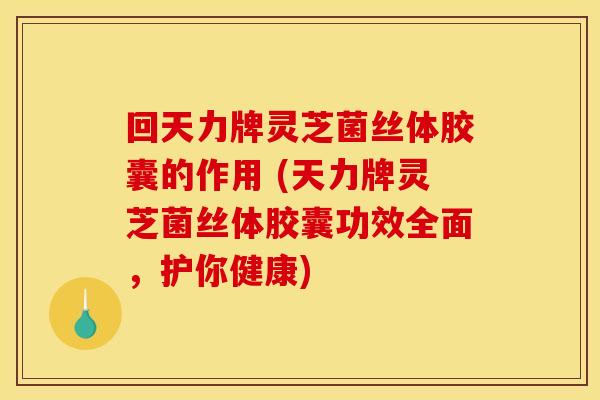 回天力牌灵芝菌丝体胶囊的作用 (天力牌灵芝菌丝体胶囊功效全面,护你健康)