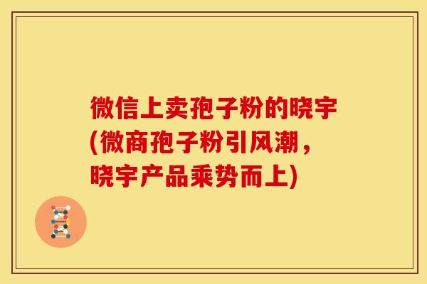微信上卖孢子粉的晓宇(微商孢子粉引风潮,晓宇产品乘势而上)