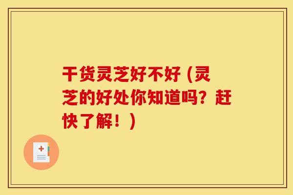 干货灵芝好不好 (灵芝的好处你知道吗？赶快了解！)