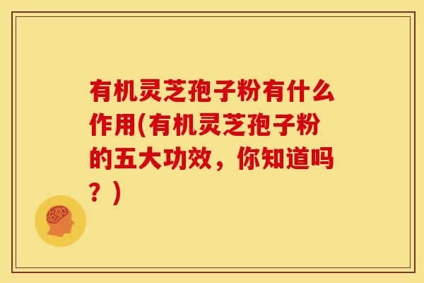 有机灵芝孢子粉有什么作用(有机灵芝孢子粉的五大功效，你知道吗？)