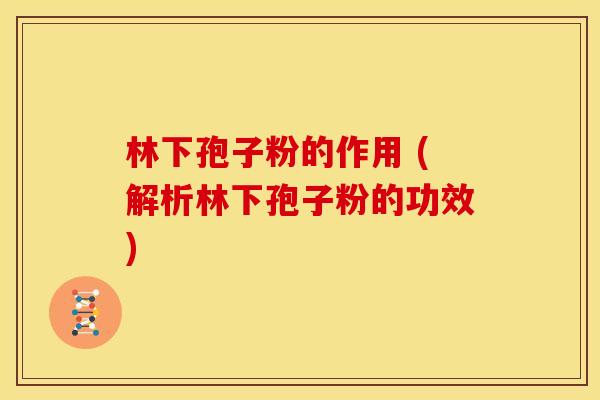 林下孢子粉的作用 (解析林下孢子粉的功效)