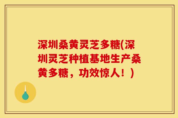 深圳桑黄灵芝多糖(深圳灵芝种植基地生产桑黄多糖,功效惊人!)