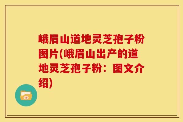 峨眉山道地灵芝孢子粉图片(峨眉山出产的道地灵芝孢子粉:图文介绍)