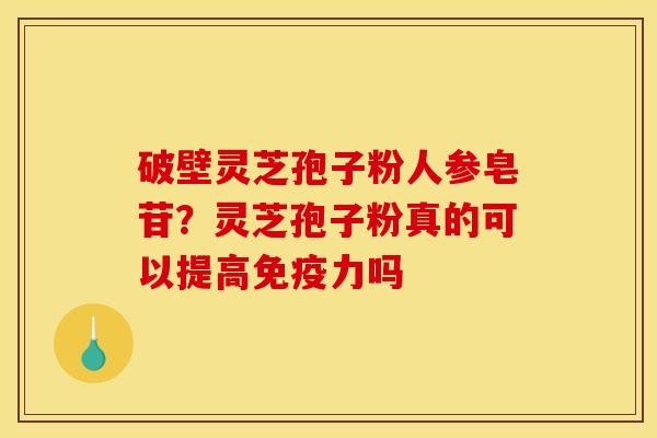 破壁灵芝孢子粉人参皂苷?灵芝孢子粉真的可以提高免疫力吗
