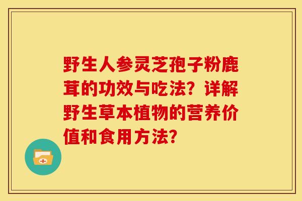 野生人参灵芝孢子粉鹿茸的功效与吃法?详解野生草本植物的营养价值和食用方法?
