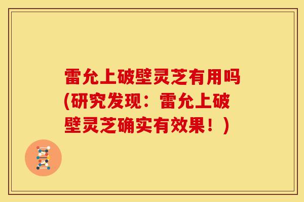 雷允上破壁灵芝有用吗(研究发现：雷允上破壁灵芝确实有效果！)