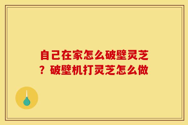 自己在家怎么破壁灵芝？破壁机打灵芝怎么做