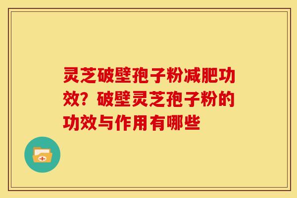 灵芝破壁孢子粉减肥功效?破壁灵芝孢子粉的功效与作用有哪些