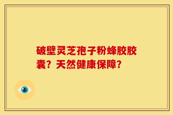破壁灵芝孢子粉蜂胶胶囊？天然健康保障？
